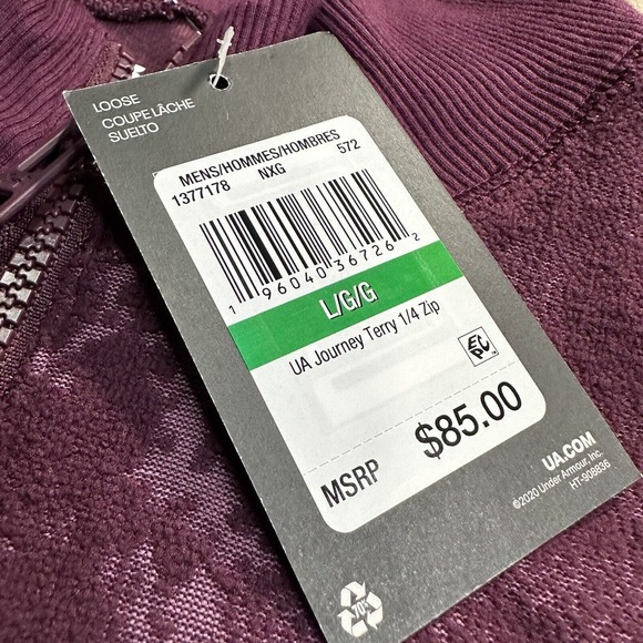 NWT Under Armour Journey Terry‎ 1/4 Zip Men’s Large Purple Maroon Tie Dye $85 - Picture 5 of 9